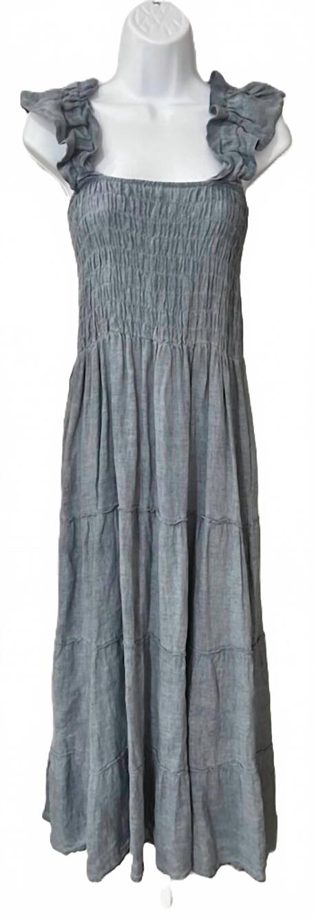 NEW MEO MELI women's flutter sleeve maxi dress in dusty blue